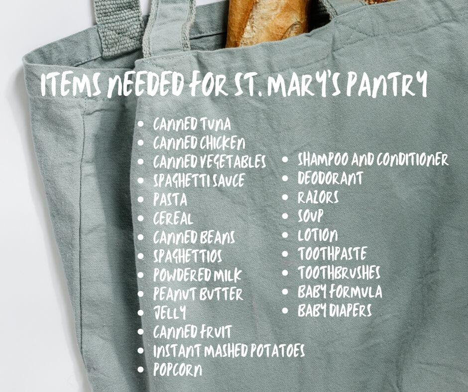 St Marys Food Pantry list